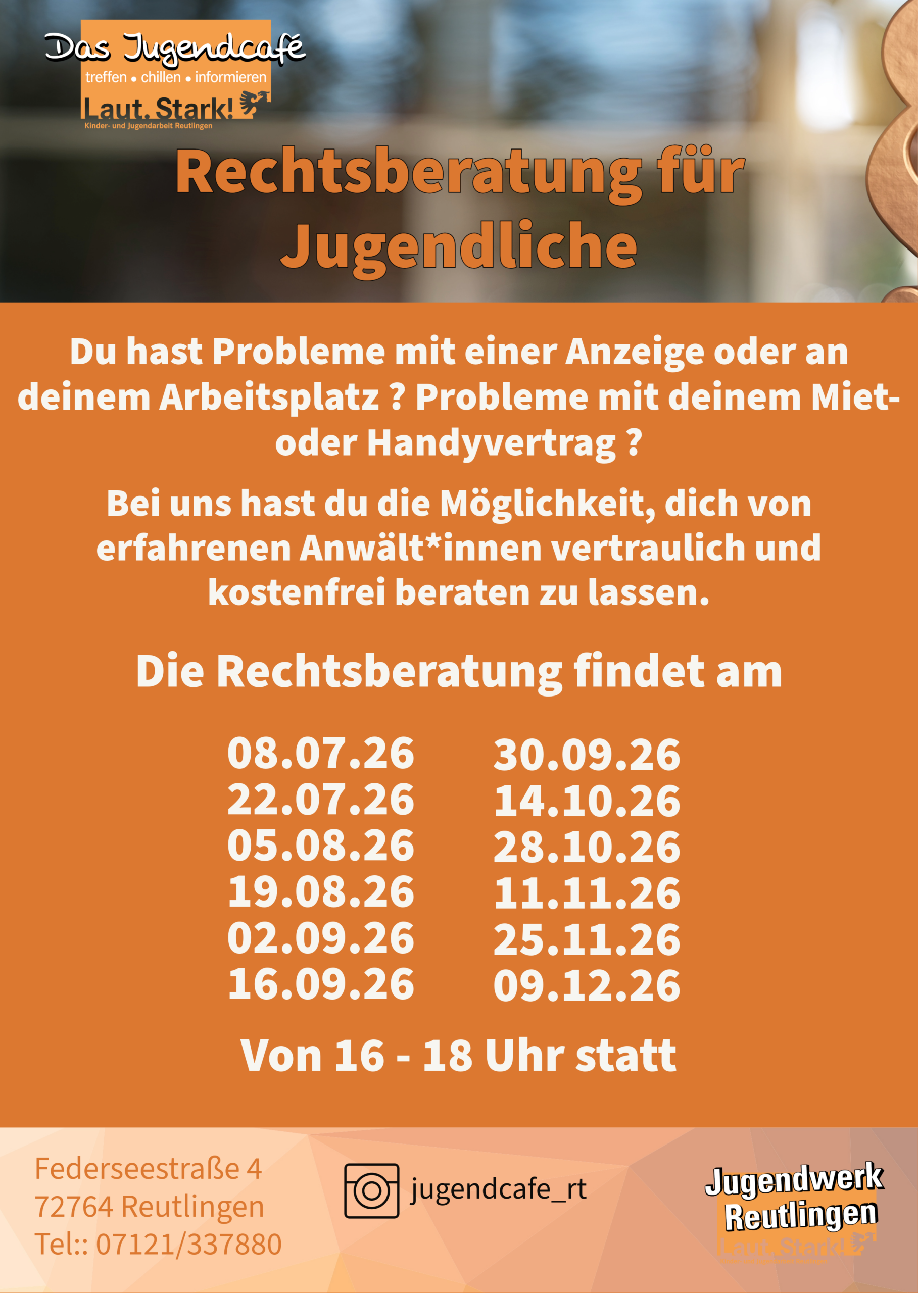 Rechtsberatung im Jugendcafé